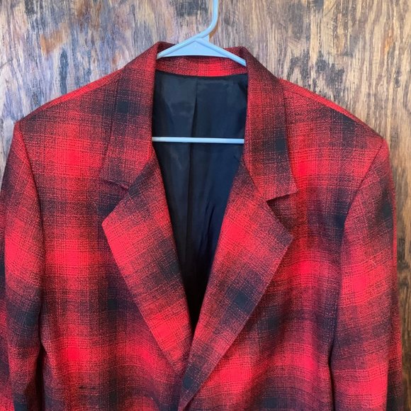 International Male Red Black Blazer Sports Coat 80s 90s Vintage Size Small - Picture 3 of 5